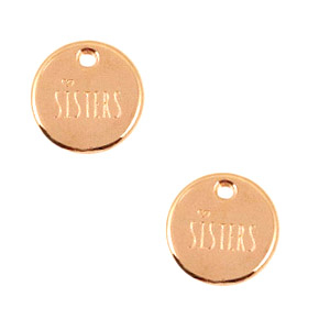 Bedels DQ metaal 12mm "sisters" Ros&eacute; goud (nikkelvrij)