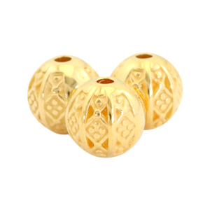Kralen DQ metaal bal bohemian 8mm Goud (nikkelvrij)