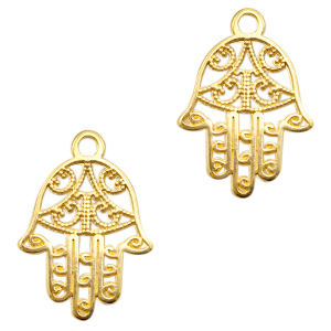 Bedels DQ metaal Hamsa hand Goud (nikkelvrij)