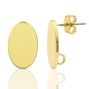 Onderdelen DQ metaal earpin ovaal 11x18mm Goud (nikkelvrij)