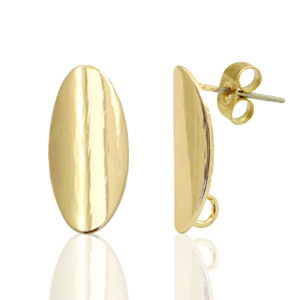 Onderdelen DQ metaal earpin ovaal 9x18mm Goud (nikkelvrij)