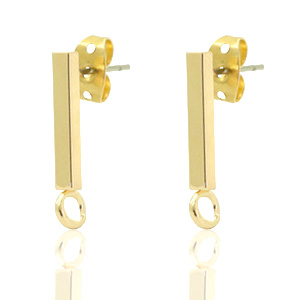 Onderdelen DQ metaal earpin bar 14x2mm Goud (nikkelvrij)