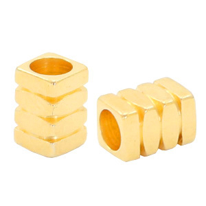 Kralen DQ metaal tube quadruple Goud (nikkelvrij)