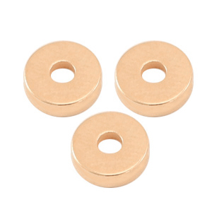 Kralen DQ metaal disc rondellen 6x2mm Ros&eacute; goud (nikkelvrij)