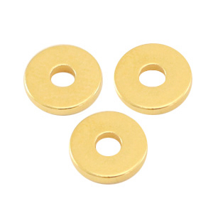 Kralen DQ metaal disc rondellen 6x1mm Goud (nikkelvrij)