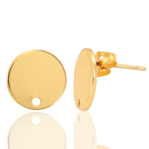 Onderdelen DQ metaal earpin 12mm Goud (nikkelvrij)