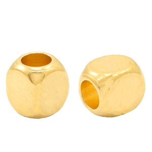 Kralen DQ metaal cube 4mm Goud (nikkelvrij)