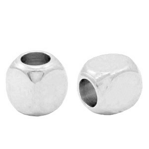 Kralen DQ metaal cube 2mm Antiek zilver (nikkelvrij)