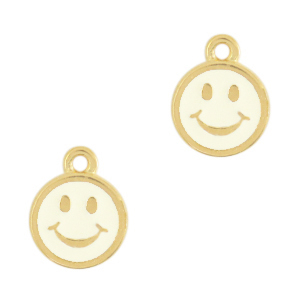 Bedels DQ metaal smiley Goud-ivory white (nikkelvrij)