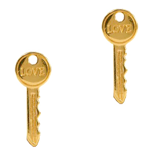 Bedels DQ metaal sleutel "Love" Goud (nikkelvrij)