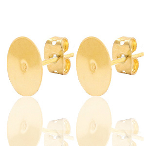 Onderdelen DQ metaal oorstekers 10mm Goud (nikkelvrij)