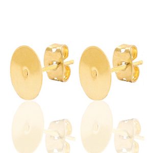 Onderdelen DQ metaal oorstekers 8mm Goud (nikkelvrij)