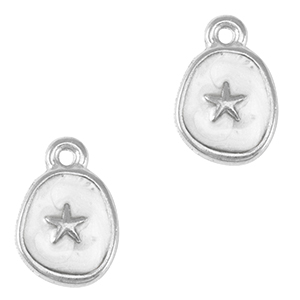 Bedels DQ metaal zeester Antiek zilver-pearl white (nikkelvrij)