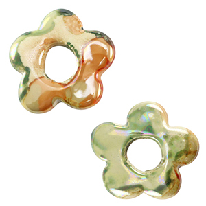 DQ Grieks keramiek kralen bloem Light green-orange