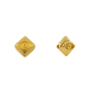Kralen DQ metaal rhombus met oog Goud (nikkelvrij)