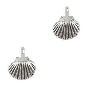 Bedels DQ metaal schelp Antiek zilver (nikkelvrij)