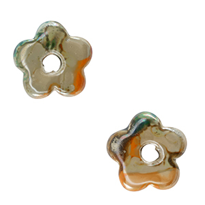 DQ Grieks keramiek kralen bloem Light green-orange