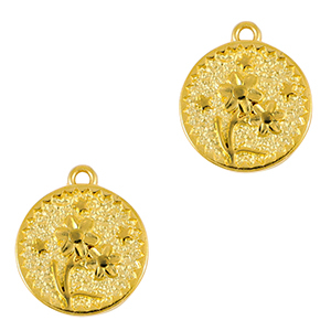 Bedels DQ metaal bloem Goud (nikkelvrij)