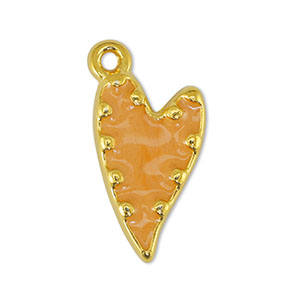 Bedels DQ metaal hart Pearl Light Orange-Goud (nikkelvrij)