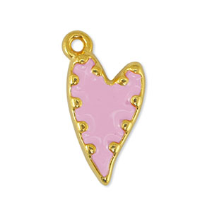 Bedels DQ metaal hart Light Pink-Goud (nikkelvrij)