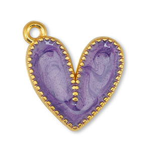 Bedels DQ metaal hart Pearl Purple-Goud (nikkelvrij)