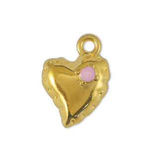 Bedels DQ metaal hart Light Pink-Goud (nikkelvrij)