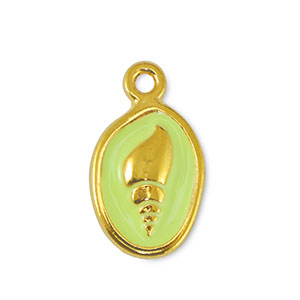 Bedels DQ metaal schelp Lime Yellow-Goud (nikkelvrij)