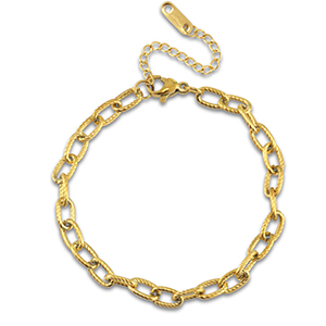 Roestvrij stalen (RVS) Stainless steel schakelarmbanden twisted Gold