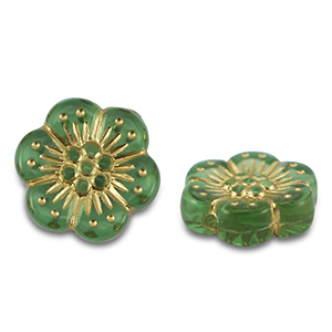 Acryl kralen bloem Green-gold
