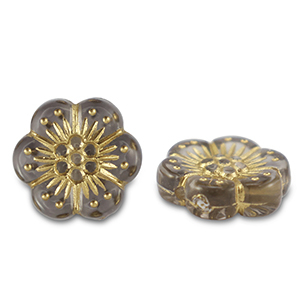Acryl kralen bloem Grey-gold