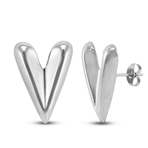 Roestvrij stalen (RVS) Stainless steel oorbellen / oorstekers hart Silver