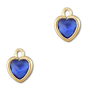 Hangers van Crystal glas hart Dark blue-gold