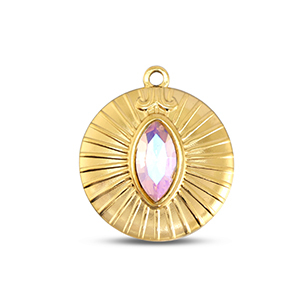 BY31&reg; Roestvrij stalen (RVS) Stainless steel bedels rond Gold-light pink