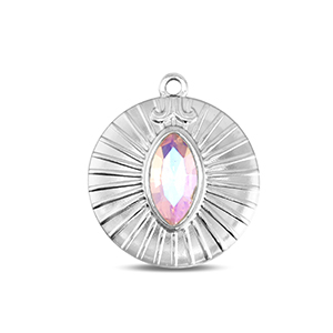 BY31&reg; Roestvrij stalen (RVS) Stainless steel bedels rond Silver-light pink