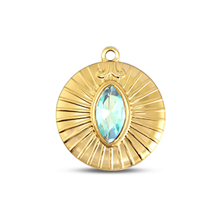 BY31&reg; Roestvrij stalen (RVS) Stainless steel bedels rond Gold-aqua