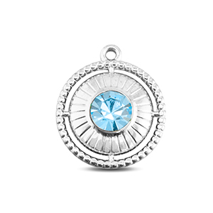 BY31&reg; Roestvrij stalen (RVS) Stainless steel bedels rond met ring Silver-aqua