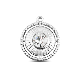 BY31&reg; Roestvrij stalen (RVS) Stainless steel bedels rond met ring Silver-crystal