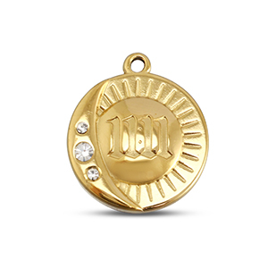 BY31&reg; Roestvrij stalen (RVS) Stainless steel bedels rond met 11:11 Gold