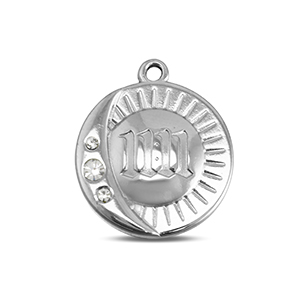 BY31&reg; Roestvrij stalen (RVS) Stainless steel bedels rond met 11:11 Silver