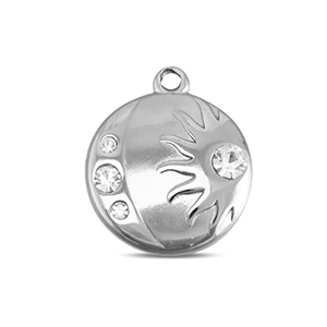 BY31&reg; Roestvrij stalen (RVS) Stainless steel bedels rond met maan & zon Silver