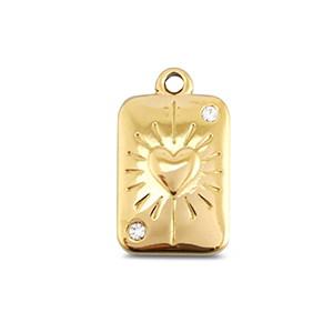 BY31&reg; Roestvrij stalen (RVS) Stainless steel bedels kaart hart Gold