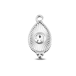 BY31&reg; Roestvrij stalen (RVS) Stainless steel bedels druppel Silver-crystal