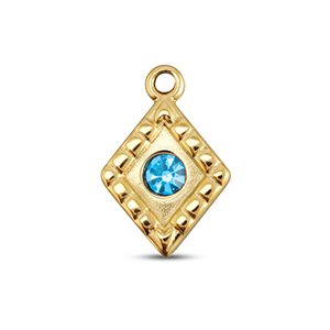 BY31&reg; Roestvrij stalen (RVS) Stainless steel bedels ruit Gold-aqua