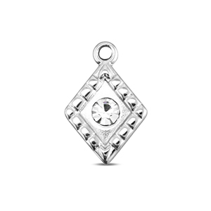 BY31&reg; Roestvrij stalen (RVS) Stainless steel bedels ruit Silver-crystal