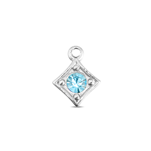 BY31&reg; Roestvrij stalen (RVS) Stainless steel bedels ruit Silver-aqua