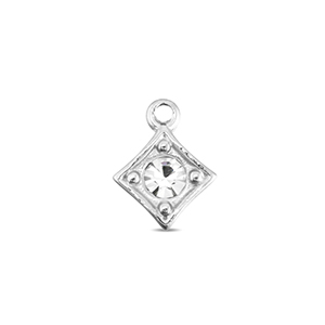 BY31&reg; Roestvrij stalen (RVS) Stainless steel bedels ruit Silver-crystal