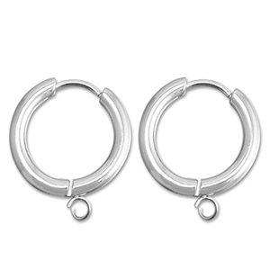 Roestvrij stalen (RVS) Stainless steel oorbellen creolen met oogje 17mm Silver