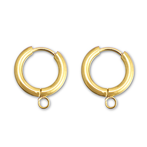 Roestvrij stalen (RVS) Stainless steel oorbellen creolen met oogje 13mm Gold