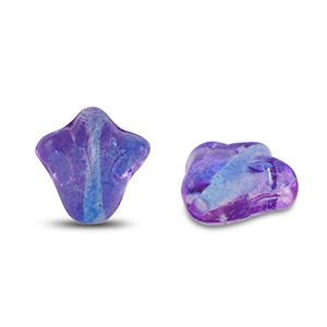Czech kralen lily flower 9x8mm Transparent blue-purple
