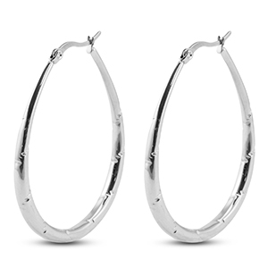 Roestvrij stalen (RVS) Stainless steel oorbellen / creolen ovaal Silver